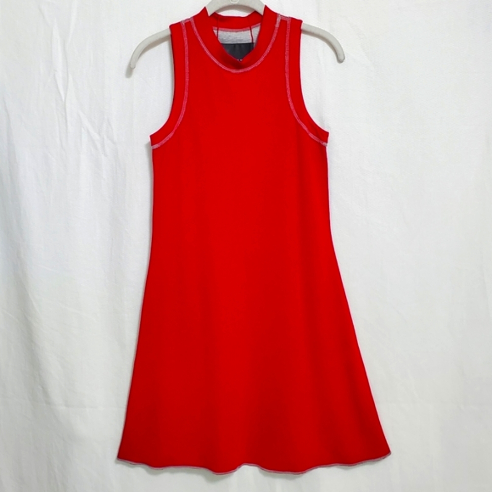 Yansi Fugel Reversible Sleeveless A-line Mini Dress Red Gray XS